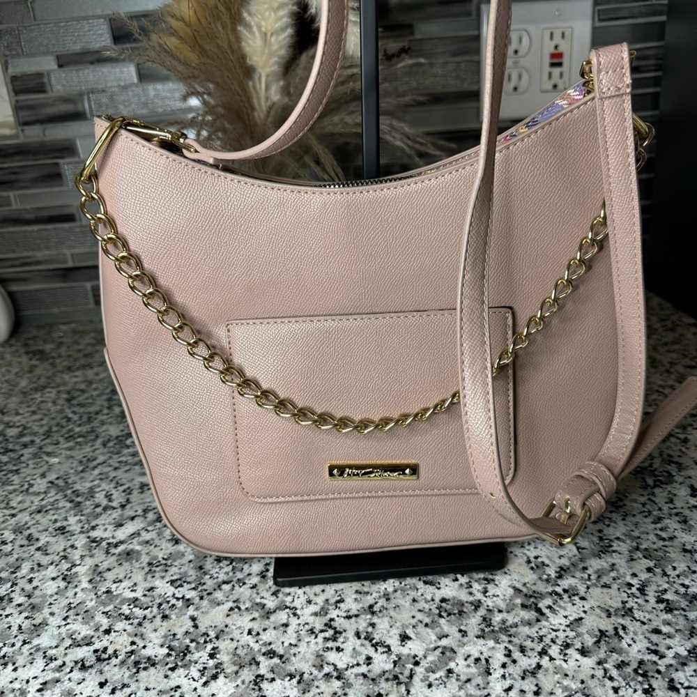 Betsey Johnson Light Pink Crossbody Bag with Gold Chain Accents - Picture 2 of 10